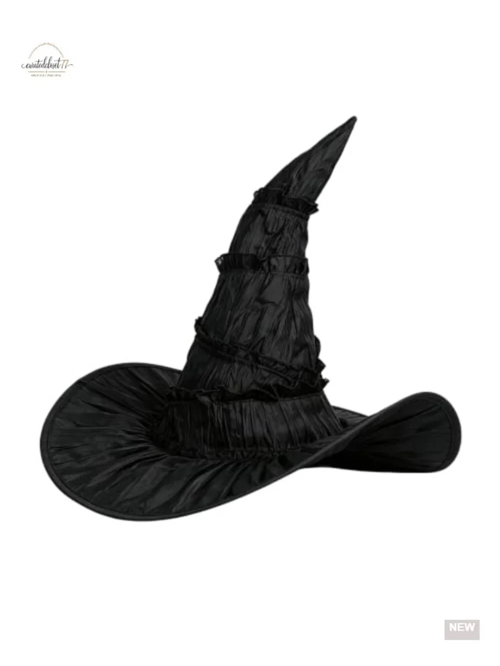 Womens Witch Hat Adult Halloween Costume Large Black Pointed Wizard Cap